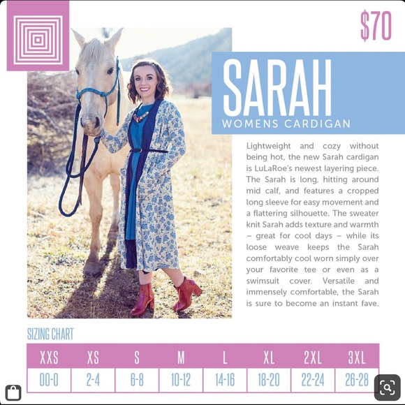 NWT Lularoe Striped Sarah Cardigan - Picture 6 of 8